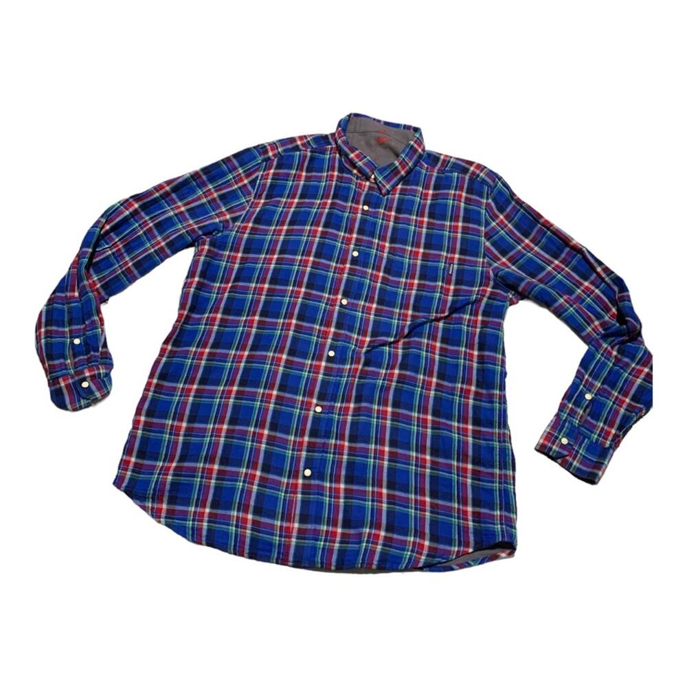 Chubbies mens XL revesible plaid dinosaur button down shirt gop blue gray fun